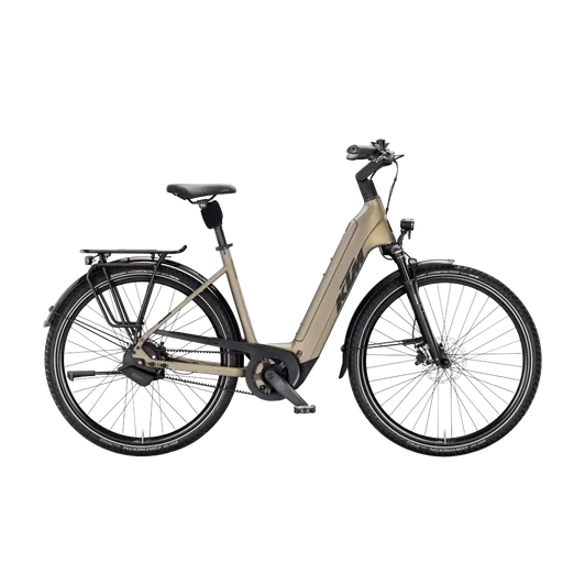 KTM MACINA CITY 810 BELT  US 51 Unisex elektromos városi kerékpár OLIVE PEARL MATT színben