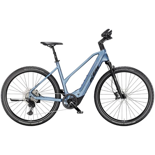 KTM MACINA CROSS CX 810 TRAPÉZ STEEL BLUE MATT (BLACK+SILVER) Női elektromos crosstrekking kerékpár 2025 - 56 CM